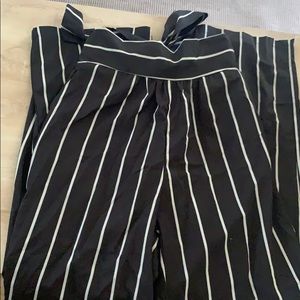 Black striped flowy pants